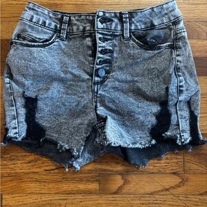 Distressed Gray Denim Shorts